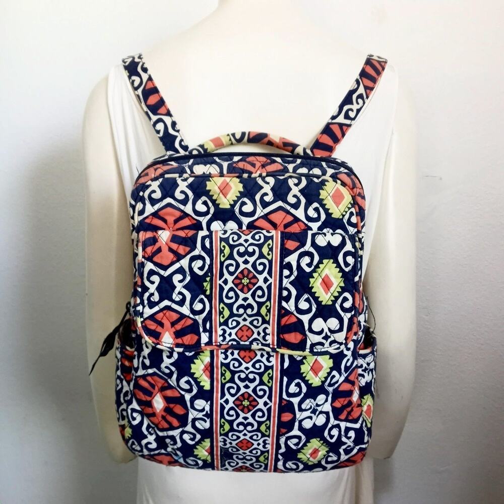 Vera Bradley Backpack HTF Sun Valley Large Zip Travel Pockets Adjustable Strap